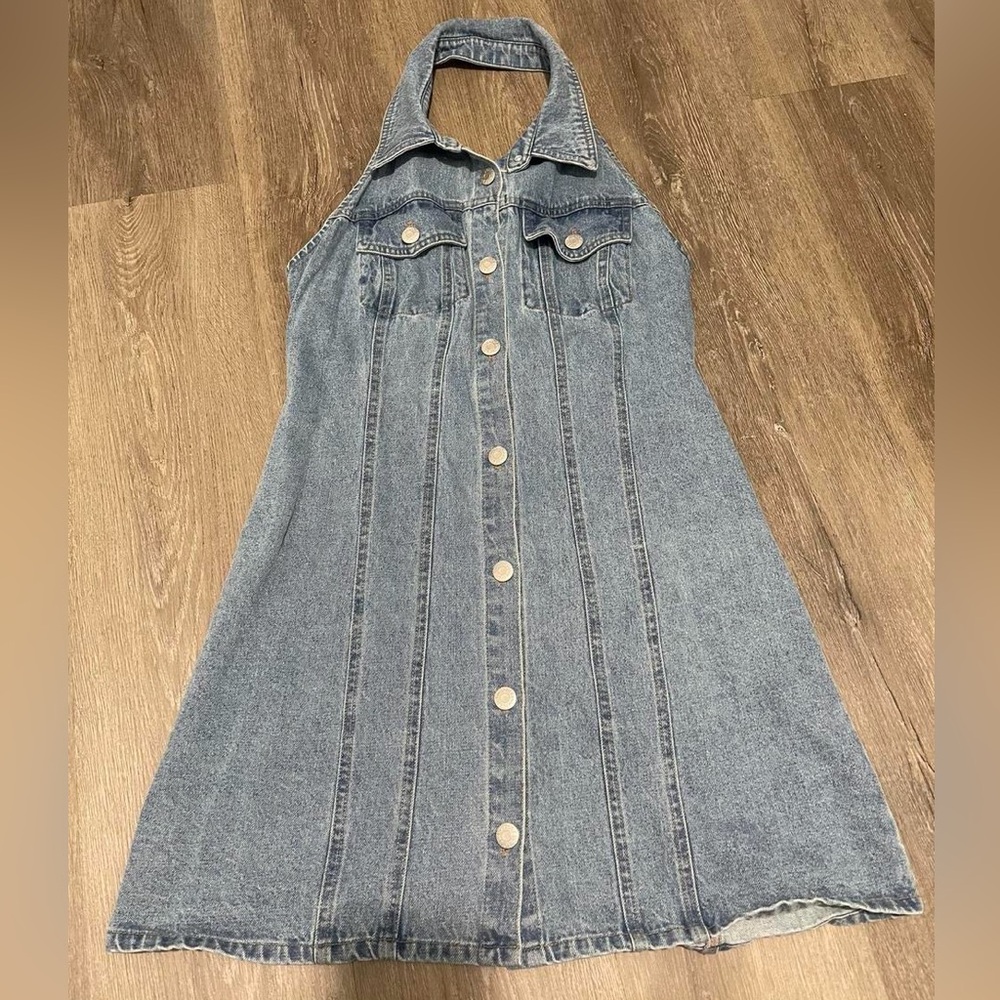 House Of Harlow halter denim dress